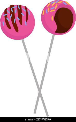 Pink cake pop, illustration, vector on a white background. Stock Vector