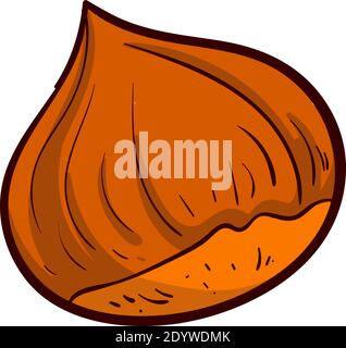 Brown chestnut, illustration, vector on a white background. Stock Vector