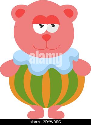 Bear clown, illustration, vector on a white background. Stock Vector