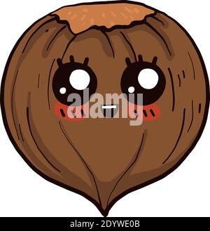 Cute chestnut, illustration, vector on a white background. Stock Vector
