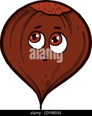 Scared chestnut, illustration, vector on a white background. Stock Vector