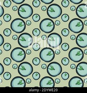 Blue clocks,seamless pattern on green background. Stock Vector