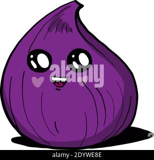 Cute purple fig, illustration, vector on a white background. Stock Vector