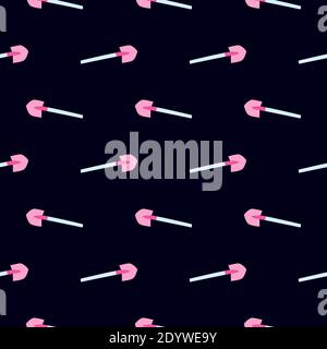 Gardening tools,seamless pattern on black background. Stock Vector