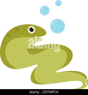 Green eel, illustration, vector on a white background. Stock Vector