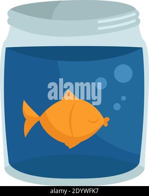 Fish in a jar, illustration, vector on a white background. Stock Vector