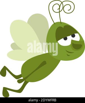 Flying grasshopper, illustration, vector on a white background. Stock Vector