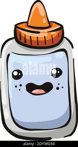 Blue glue bottle, illustration, vector on a white background. Stock Vector