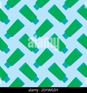 Green hand creeam,seamless pattern on blue background. Stock Vector