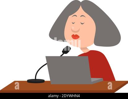 Woman lecturer, illustration, vector on a white background. Stock Vector