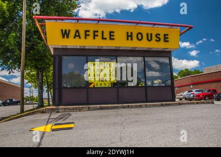 Gwinnett, County USA - 05 31 20: Waffle House in Snellville on Scenic Hwy front view Stock Photo