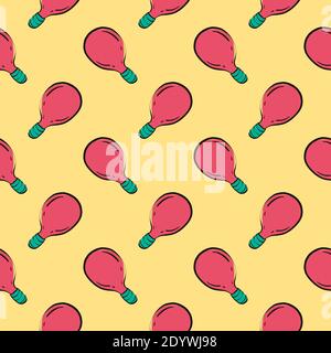 Red lightbulb,seamless pattern on yellow background. Stock Vector
