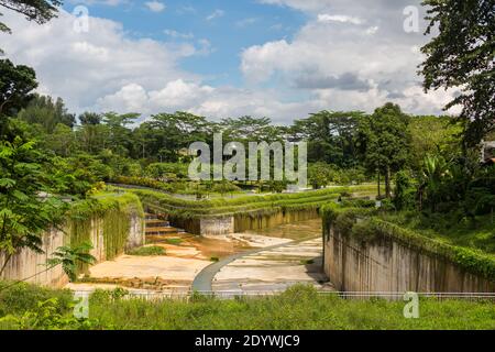 Bukit Timah 1st Diversion Canal, to divert flooding and stormwater, channel to designated reservoir. Flood protection in Singapore. Stock Photo