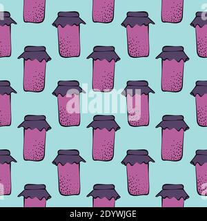 Purple jam,seamless pattern on white background. Stock Vector