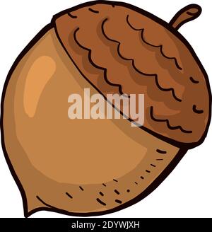 Small brown acorn, illustration, vector on a white background. Stock Vector