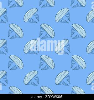 Blue parachute,seamless pattern on blue background. Stock Vector