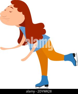Girl ice skating, illustration, vector on a white background. Stock Vector