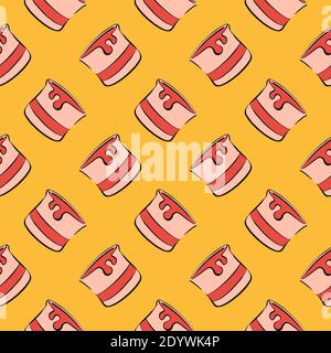 Red paint,seamless pattern on yellow background. Stock Vector