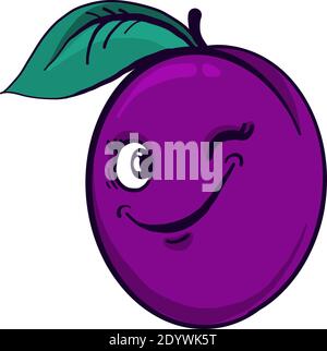 Winking prune, illustration, vector on a white background. Stock Vector