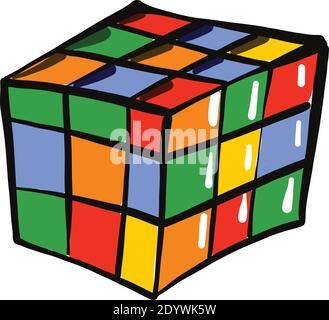Rubiks cube, illustration, vector on a white background. Stock Vector