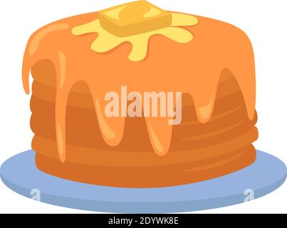 Pancakes with butter, illustration, vector on a white background. Stock Vector