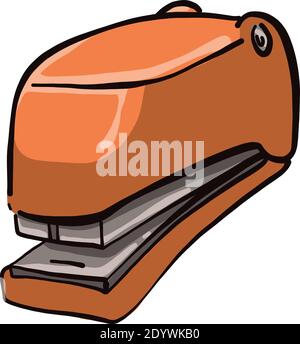 Orange stapler, illustration, vector on a white background. Stock Vector