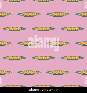 Plate of pasta,seamless pattern on pink background. Stock Vector