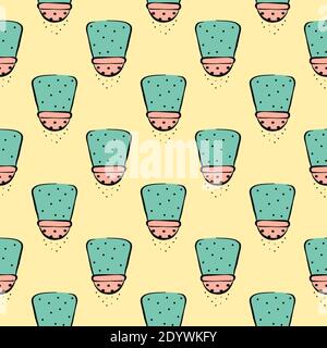 Salt shaker,seamless pattern on yellow background. Stock Vector