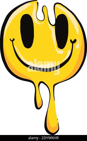 Melted smiley face, illustration, vector on a white background
