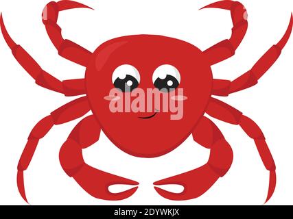 Red smiling crab, illustration, vector on a white background. Stock Vector
