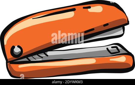 Orange stapler, illustration, vector on a white background. Stock Vector