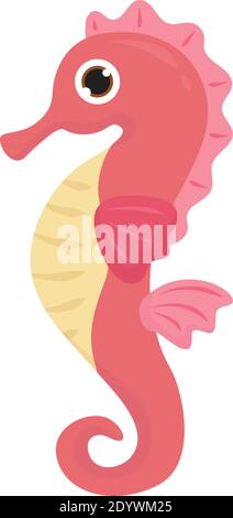 Pink seahorse, illustration, vector on a white background. Stock Vector