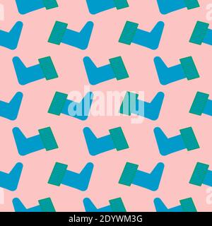 Blue socks,seamless pattern on pink background. Stock Vector