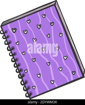 Violet notebook, illustration, vector on a white background. Stock Vector