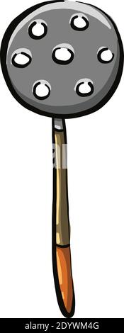 Spoon with holes, illustration, vector on a white background. Stock Vector