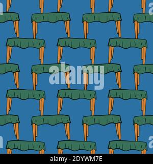 Wooden green table,seamless pattern on blue background. Stock Vector