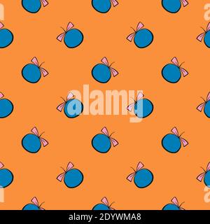 Small bow toy,seamless pattern on orange background. Stock Vector
