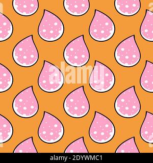 Pink waterdrops,seamless pattern on orange background. Stock Vector