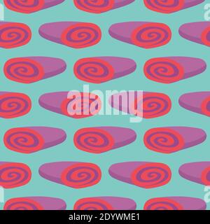 Pink roll,seamless pattern on mint green background. Stock Vector