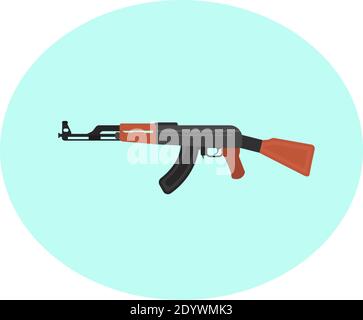 Big AK47 , illustration, vector on a white background. Stock Vector