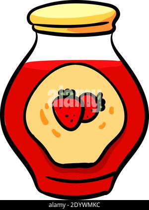 Strawberry jam, illustration, vector on a white background. Stock Vector