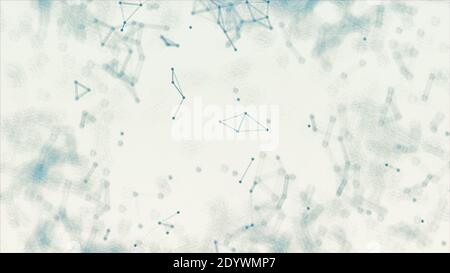 Abstract blue blurred geometry wireframe network and connecting dot in space on white background. Futuristics computer and medical science concept. Ab Stock Photo