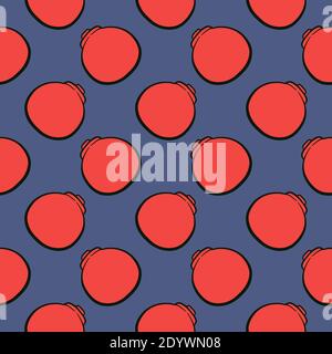 Red ball toy,seamless pattern on dark purple background. Stock Vector