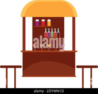Beach cafe, illustration, vector on a white background. Stock Vector