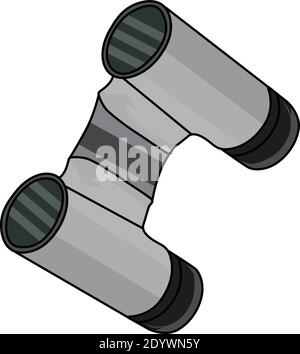 Grey binoculars, illustration, vector on a white background. Stock Vector