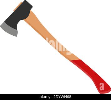 Big AXE with a red handle, illustration, vector on a white background. Stock Vector