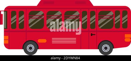 Big red bus, illustration, vector on a white background. Stock Vector
