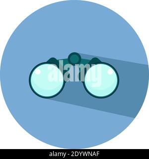 Blue binoculars, illustration, vector on a white background. Stock Vector