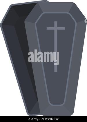 Black coffin, illustration, vector on a white background. Stock Vector