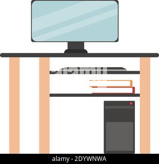Computer setup, illustration, vector on a white background. Stock Vector